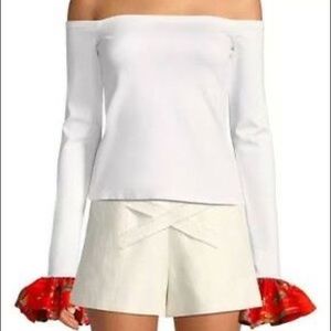 Alexis Kirin Off The Shoulder Top with Floral Cuff